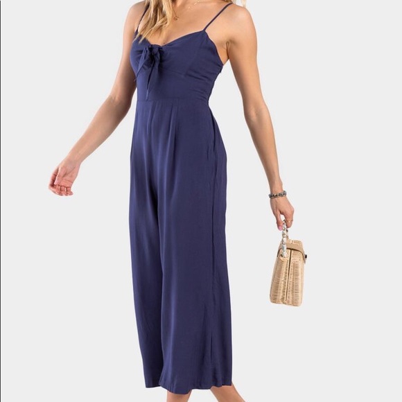 Francesca's Collections Pants - Francesca’s navy blue Evah front knot jumpsuit